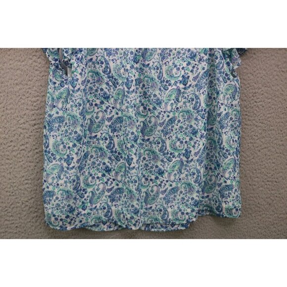 Joie Short Flutter Sleeve Paisley Semi-Sheer Top-Small/Petite-Fairy-Lined - Picture 11 of 12